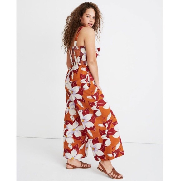 Madewell Island Magnolias Tie-Front Cover-Up Jumpsuit L - Picture 5 of 10